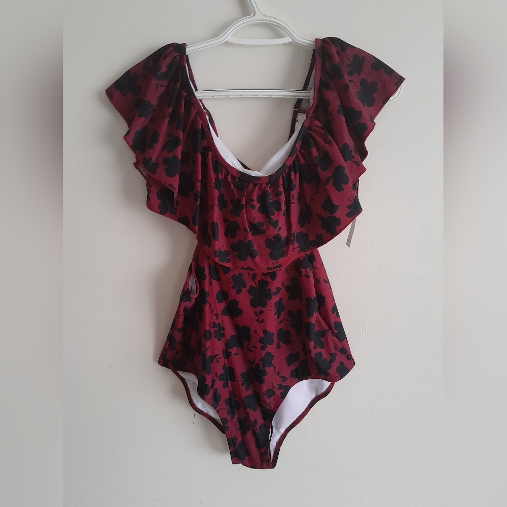 NWT cacelin Floral Ruffle one piece Swimsuit large size - Picture 2 of 8